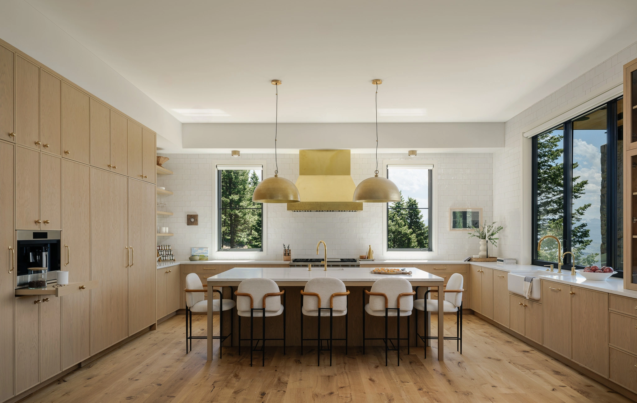 Main house living space with mountain views — interior design photographer Big Sky Montana